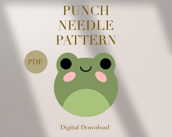 Frog Mug Rug Punch Needle PDF Pattern for Beginners Instant Download Punch Needle Design SVG Pattern Punch Needle Template