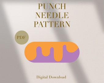 Abstract Mug Rug Punch Needle PDF Pattern for Beginners Instant Download Punch Needle Design SVG Pattern Punch Needle Template