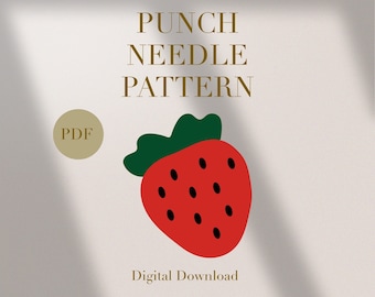Strawberry Fruit Mug Rug Punch Needle PDF Pattern for Beginners Instant Download Punch Needle Design SVG Pattern Punch Needle Template