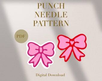 Ribbon Coquette Heart Mug Rug Punch Needle PDF Pattern for Beginners Instant Download Punch Needle Design SVG Pattern Punch Needle Template