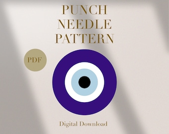 Evil Eye Mug Rug Punch Needle PDF Pattern for Beginners Instant Download Punch Needle Design SVG Pattern Punch Needle Template