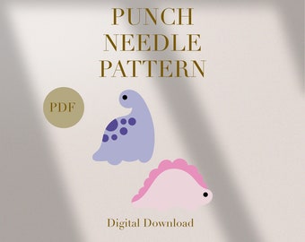 Dinosaur Cute Animal Mug Rug Punch Needle PDF Pattern Beginners Instant Download Punch Needle Design SVG Pattern Punch Needle Template