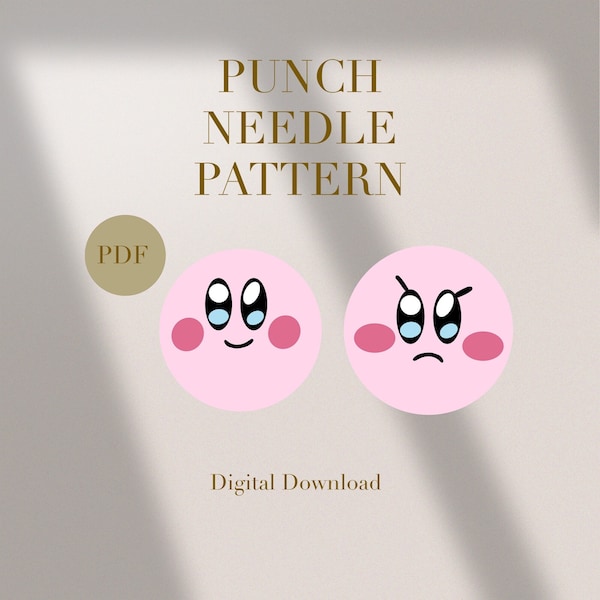 Kirby Mad Happy Mug Rug Punch Needle PDF Pattern for Beginners Instant Download Punch Needle Design SVG Pattern Punch Needle Template