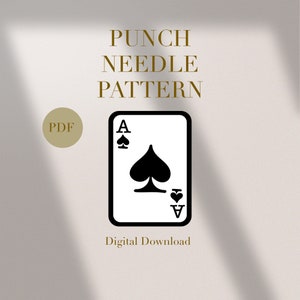 Ace Card Deck Baralho Caneca Tapete Punch Needle PDF Padrão Iniciantes Download instantâneo Design de agulha de perfuração Padrão SVG Modelo de agulha de perfuração