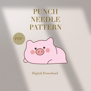 Gris Söt djurmuggmatta Punch Needle PDF-mönster för nybörjare Direktnedladdning Punch Needle Design SVG-mönster Punch Needle-mall
