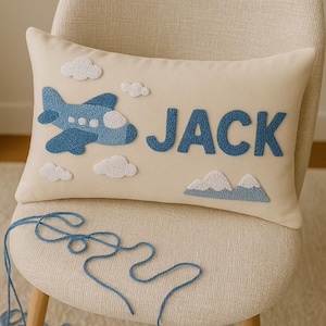 Personalized Punch Needle Embroidery Pillow Cover, Custom Punch Needle Pillow, Personalized Gift Idea,Nursery Gifts, Punch Embroidery Pillow