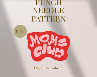 Mom Club Quote Mug Rug Punch Needle PDF Pattern for Beginners Instant Download Punch Needle Design SVG Pattern Punch Needle Template