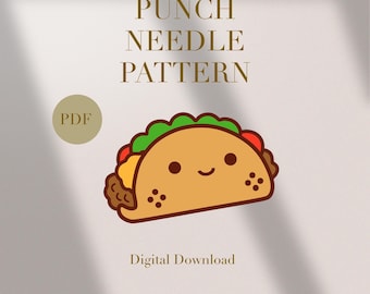 Cute Taco Mexico Food Mug Rug Punch Needle PDF Pattern for Beginners Instant Download Punch Needle Design SVG Pattern Punch Needle Template