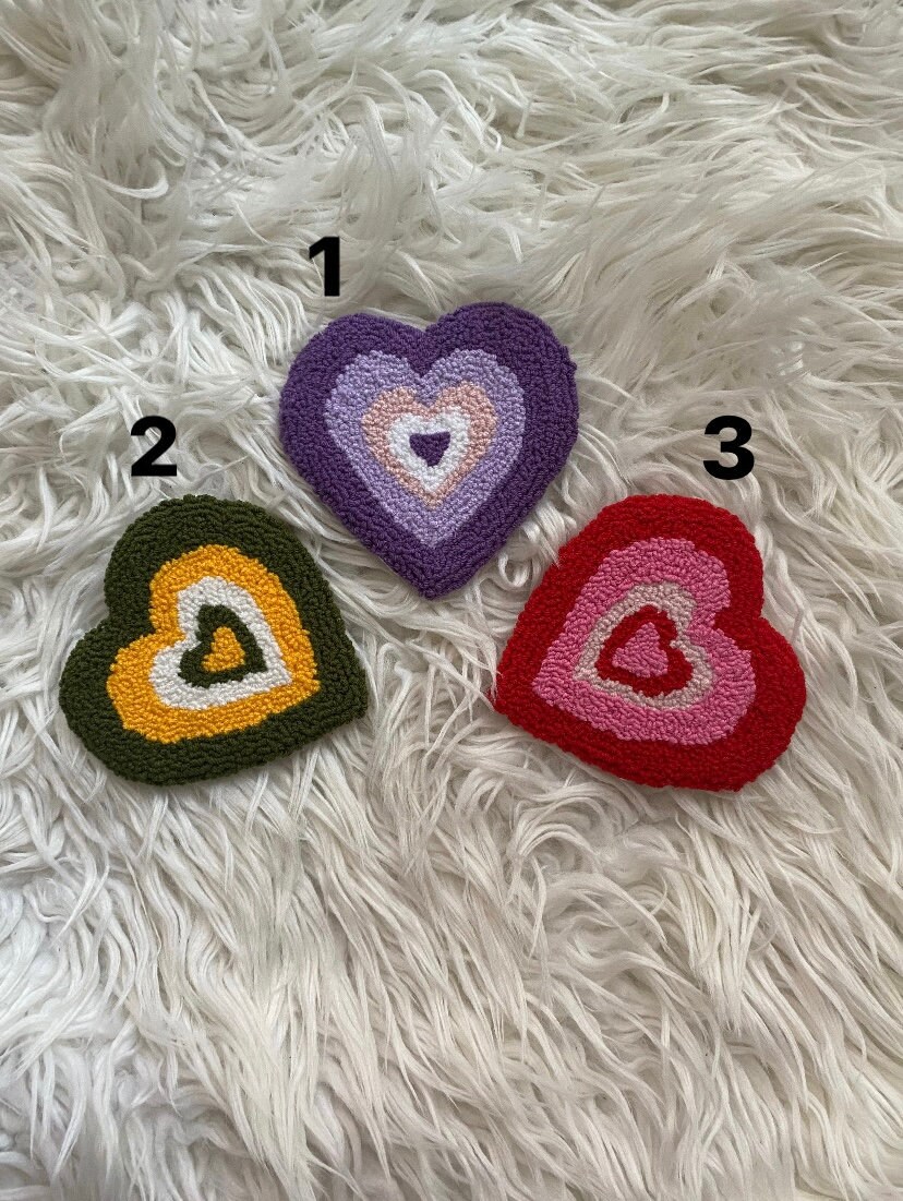 Powerpuff Girls Heart Punch Needle Coaster Handmade Mug Rug Etsy