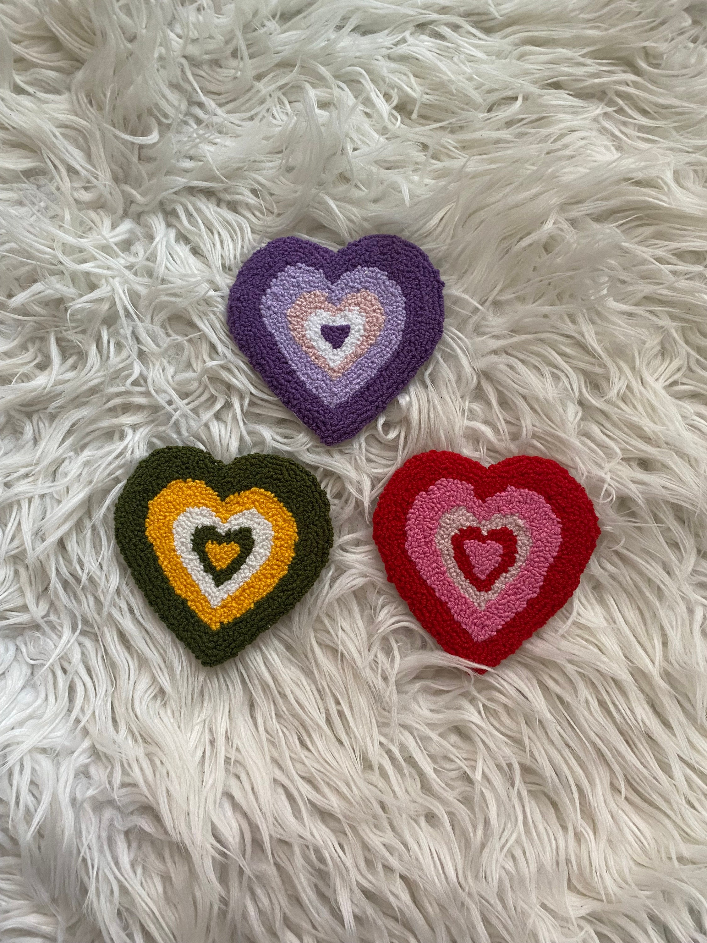 Powerpuff Girls Heart Punch Needle Coaster Handmade Mug Rug Etsy