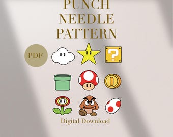 Cartoon Characters Mug Rug Punch Needle PDF Pattern Beginners Instant Download Punch Needle Design SVG Pattern Punch Needle Template