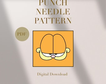 Cat Kitten Cartoon Animal Mug Rug Punch Needle PDF Pattern for Beginners Instant Download Punch Needle SVG Pattern Punch Needle Template