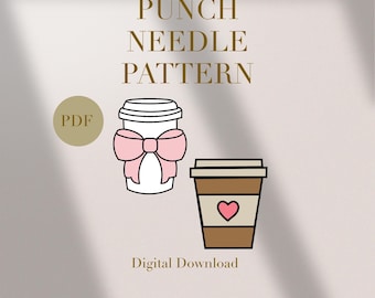 Koffie theemok tapijt punchnaald pdf-patroon voor beginners Instant download punchnaald ontwerp SVG-patroon punchnaald-sjabloon