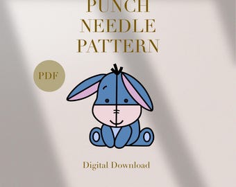 Ezel schattige dierenmok tapijt punchnaald pdf-patroon voor beginners Instant download punchnaald ontwerp SVG-patroon punchnaald-sjabloon