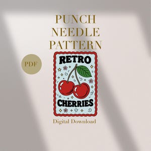 Cherry Blossom Retro Mug Rug Punch Needle PDF Pattern for Beginners Instant Download Punch Needle Design SVG Pattern Punch Needle Template