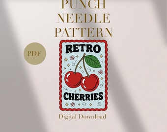 Cherry Blossom Retro Mug Rug Punch Needle PDF Pattern for Beginners Instant Download Punch Needle Design SVG Pattern Punch Needle Template