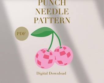 Cherry Pinky Blossom Mug Rug Punch Needle PDF Pattern for Beginners Instant Download Punch Needle Design SVG Pattern Punch Needle Template