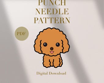 Dog Toy Poodle Cute Animal Mug Rug Punch Needle PDF Pattern Beginners Download Punch Needle Design SVG Pattern Punch Needle Template