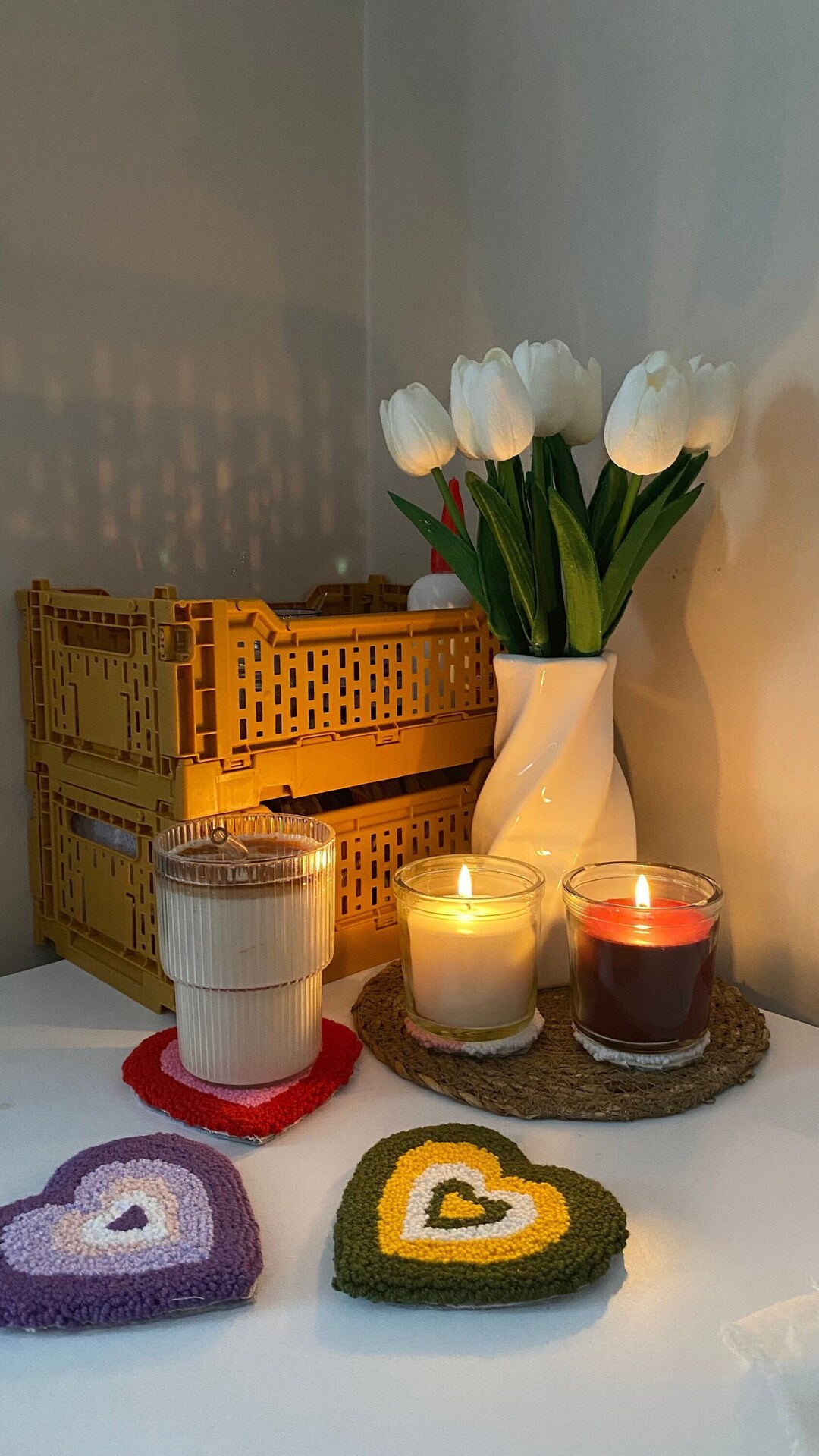 Powerpuff Girls Heart Punch Needle Coaster Handmade Mug Rug Etsy