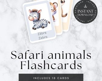 Safari Animal Flash Cards, Preschool Activities, Learning Materials, Educational, Montessori, Montessori Card, Home School, Flash Cards, Fun