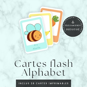 Flashcard dell’alfabeto francese, download digitale, Montessori, stampabili, prescolare, schede con lettere dell’alfabeto francese, Flashcard lettere francesi