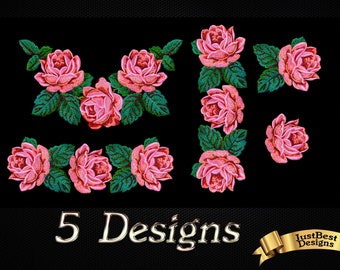 Rose Embroidery Designs: Floral Machine Embroidery Files (Digital Download)