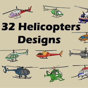 Helicopter Embroidery Designs: 4x4 Hoop, 30+ Formats (digital Download ...