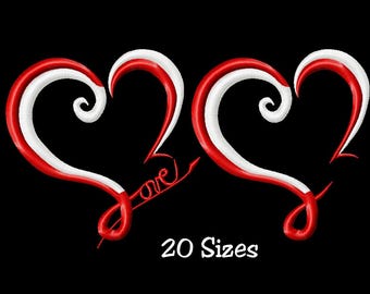 Love Heart Machine Embroidery Design: Valentine's Day (Digital Download)