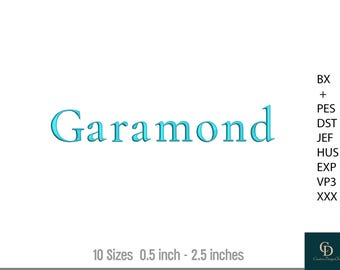 Garamond Broderitypsnitt, Monogram (bx, pes, dst, jef, vp3, hus)