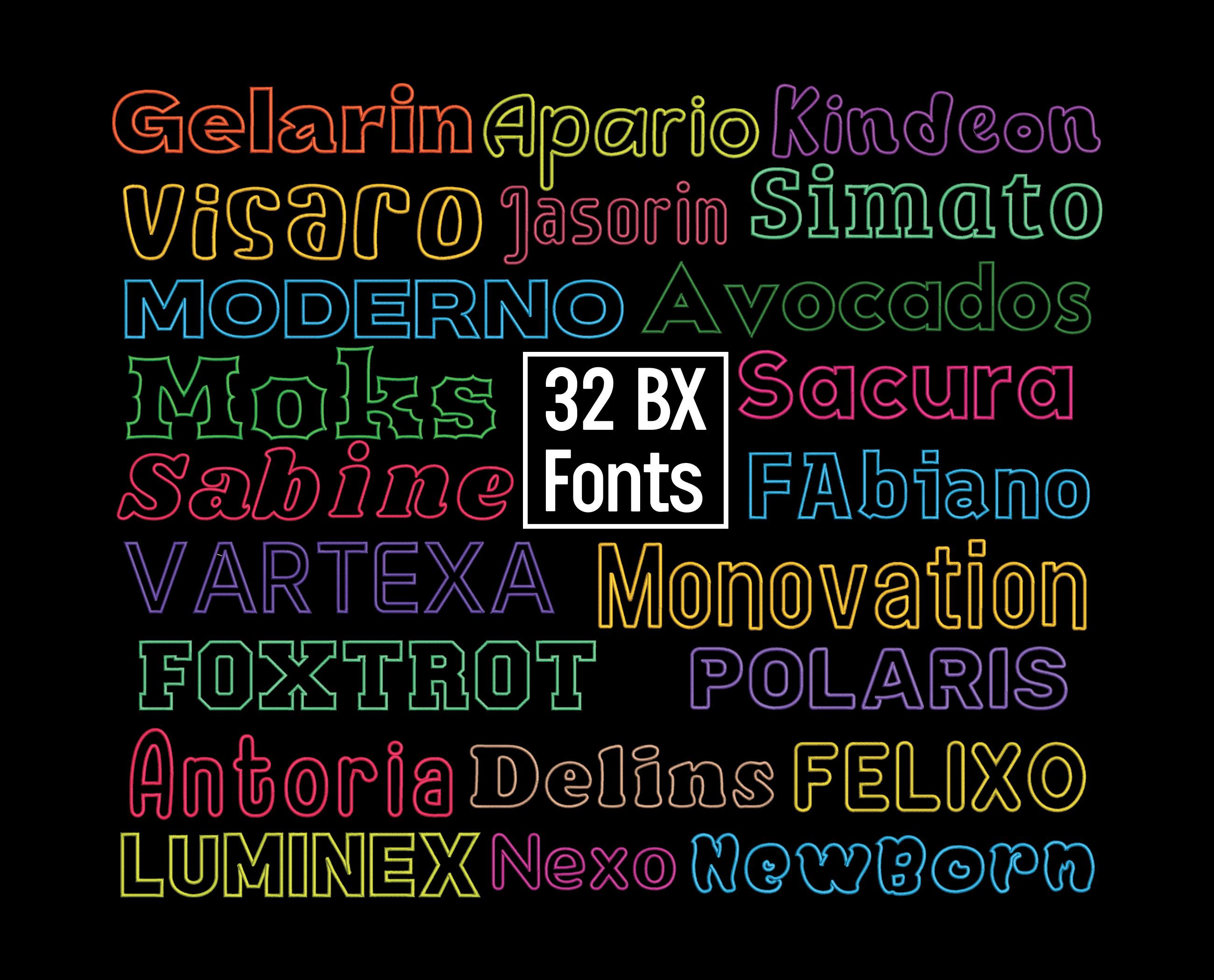 32 Outline Embroidery Fonts: BX Native Alphabet Sets (digital Download ...