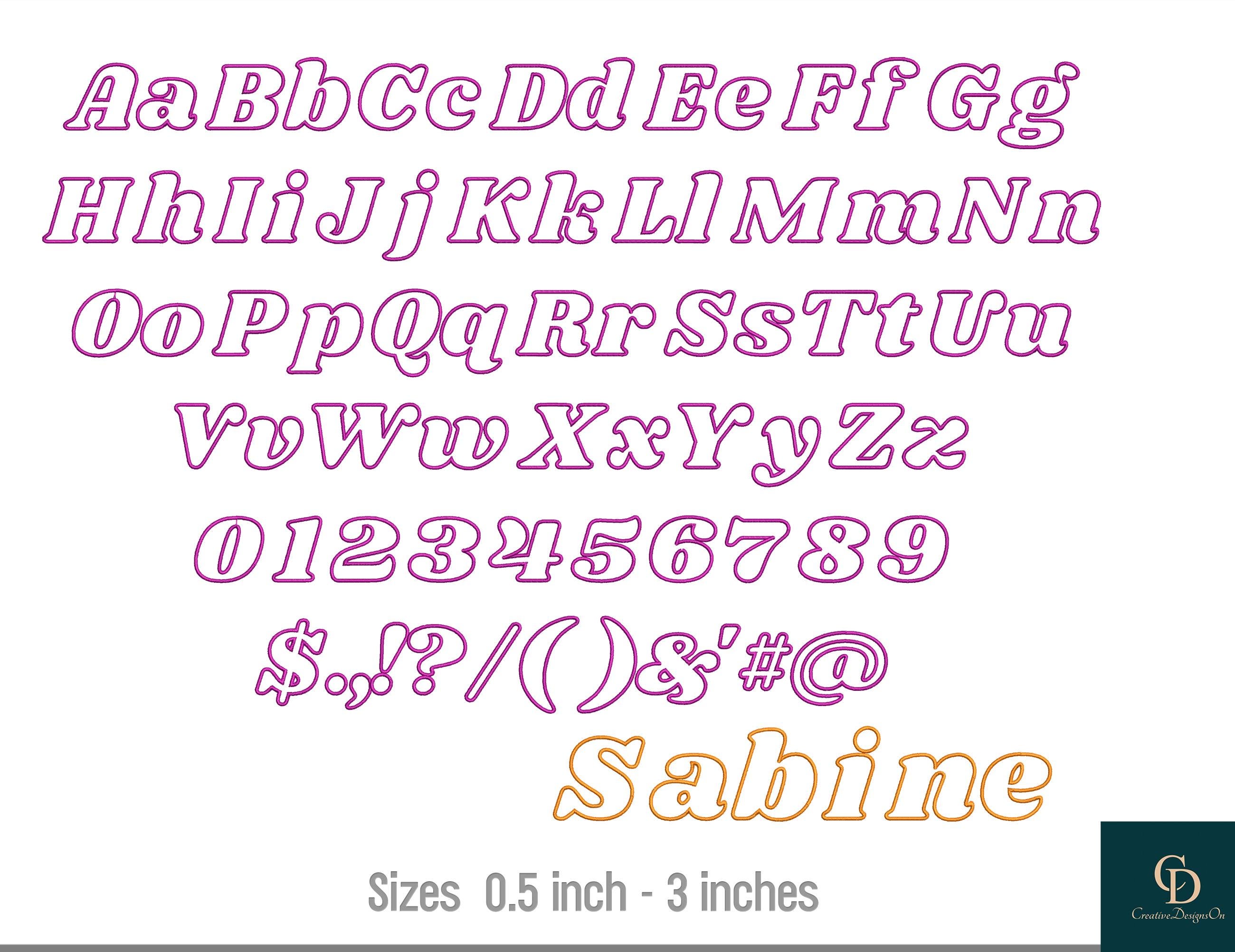 32 Outline Embroidery Fonts: BX Native Alphabet Sets (digital Download ...