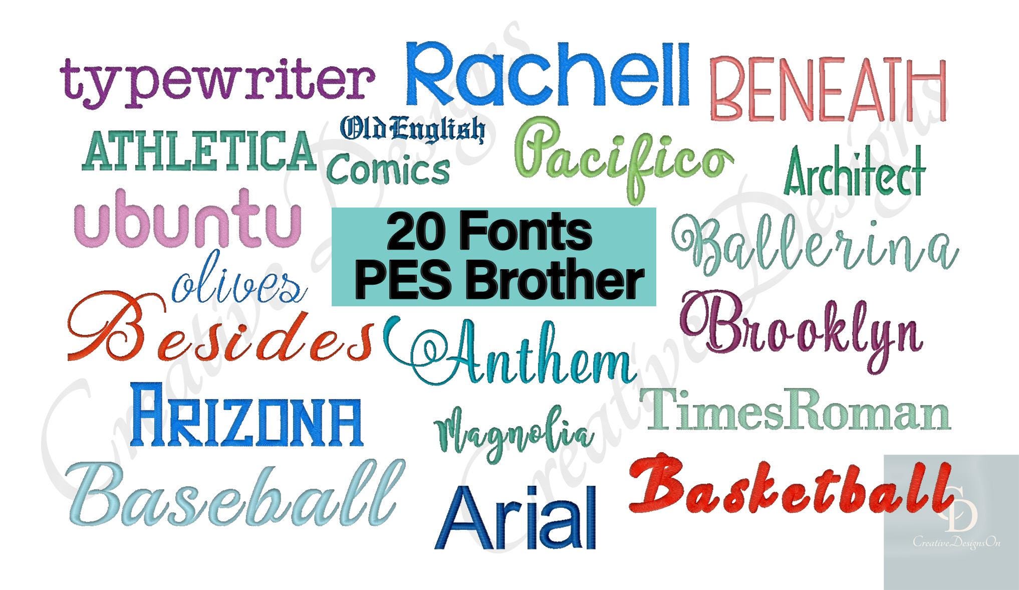Die 20 Maschinenstickschriftarten, Bestseller-Stickschriftarten, PES Brother