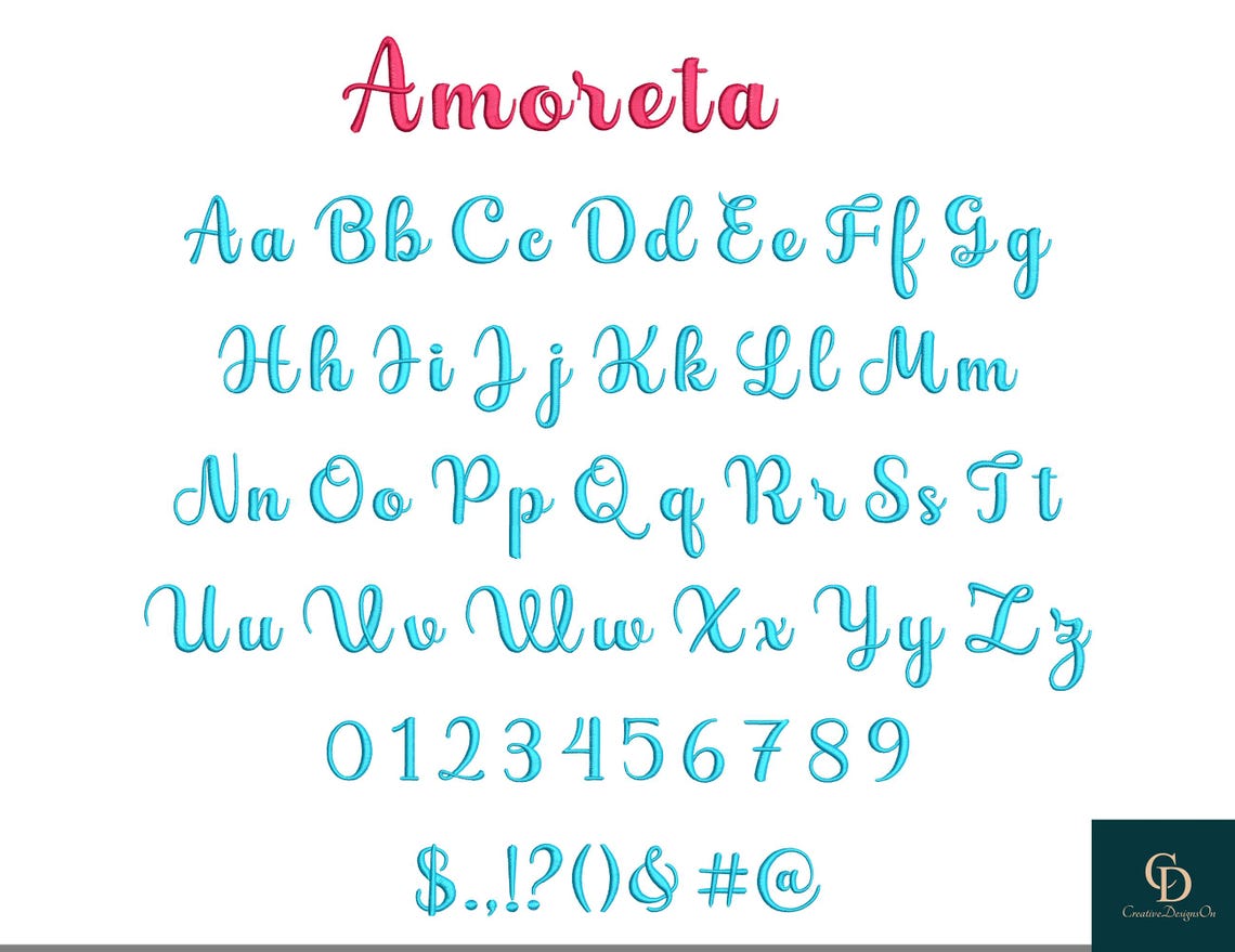 8 Boho Script Machine Embroidery Fonts: BX, PES, DST (instant Download ...