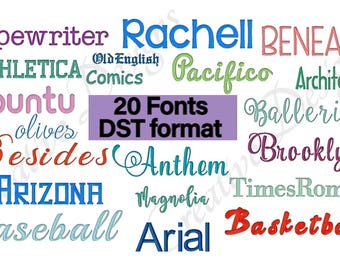 22 Maschinenstickschriftarten, Bestseller-Stickschriftarten, DST Tajima Schriftarten, sofort download