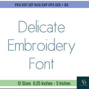 Delicate Machine Embroidery Font, Compact and Modern embroidery font in 12 Sizes, BX formats included, Instant download, PES, Dst, Jef, VP3