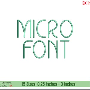 Mini Machine Embroidery Font, Compact embroidery font in 15 Sizes, BX format included, Super Micro Font Instant download, PES, Dst, Jef, VP3