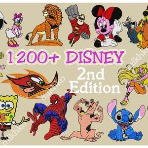 Cartoon embroidery designs, over 1200 famous cartoons embroidery designs, Instant download, 4x4 hoop image 2