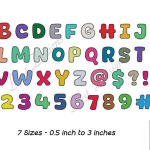 Police de broderie pour enfants, police de broderie mignonne, 7 tailles, plusieurs formats, police Bx incluse