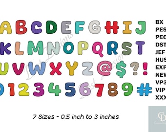 Kids Embroidery Font, Cute Letters, Digits (Digital Download)