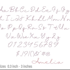 Amelia Handwriting Embroidery Font: BX Native Font Set (digital ...