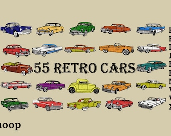 Retro Cars Machine Embroidery Designs: 4x4 Hoop (Digital Download)