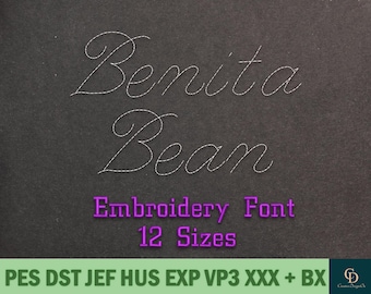 Benita Bean Embroidery Font, BX Native Font Set, Handwriting Alphabet, Digital Download