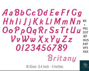 Britany Satin Stitch Broderitypsnitt: BX-format, 10 storlekar (digitala filer)