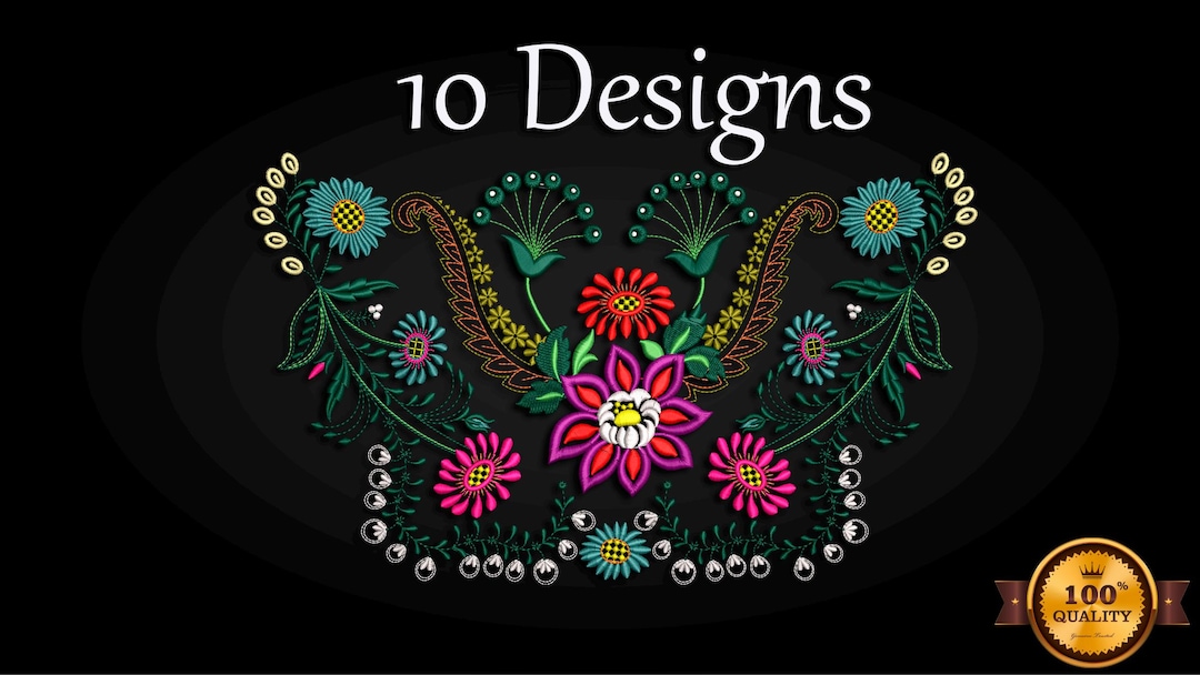 Mexican Floral Embroidery Designs: 10 Dress Patterns (instant Download ...