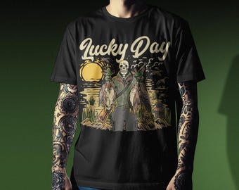Duck Hunting Skeleton Graphic T-Shirt, Funny Waterfowl Tee