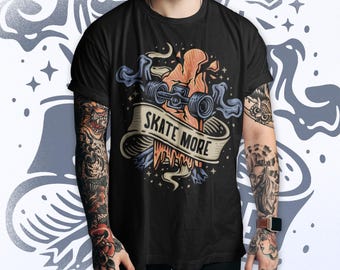 Black Comfort Colors Skateboarding T-Shirt, Retro Skater Gift