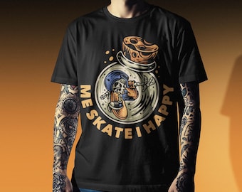 Black Comfort Colors Skateboard Skeleton T-Shirt, Unisex Skate Park Tee