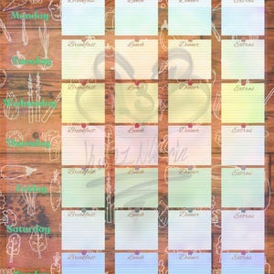 Maaltijdplanner | A4-wekelijkse voedselplanner | Voedseldagboek | Amerikaanse brief | Maaltijdtracker