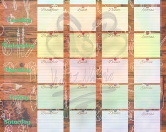 Meal Planner | A4 Weekly Food Planner | Food Journal | US letter | Meal Tracker