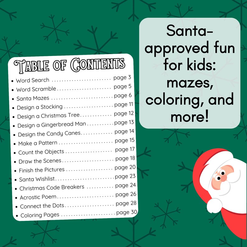 Christmas Printable Activity Book for Kids Mazes Coloring Pages Word Searches Code Breakers Christmas Printable Activity Book for Kids Mazes Coloring Pages Word Searches Code Breakers